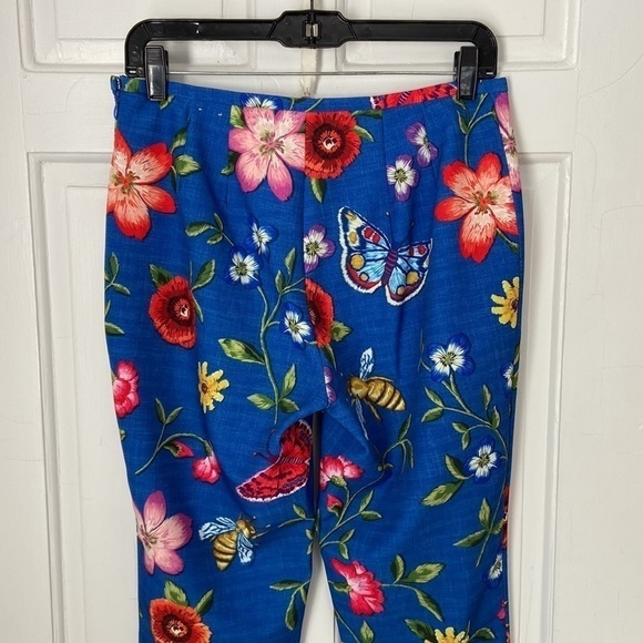 J.McLaughlin royal blue skinny pants with flowers and bees - Picture 4 of 5